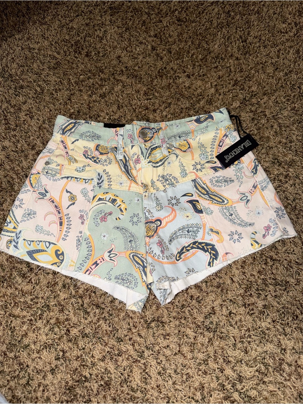 Blank NYC Shorts Womens Size 28 The Barrow Vintage High Rise Paisley Shorts
